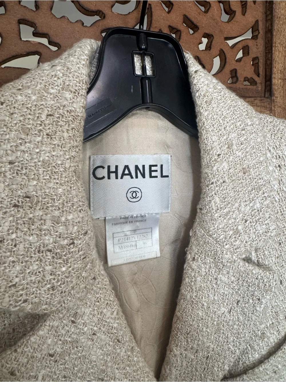 Chanel Cream Tweed Jacket Blazer 36